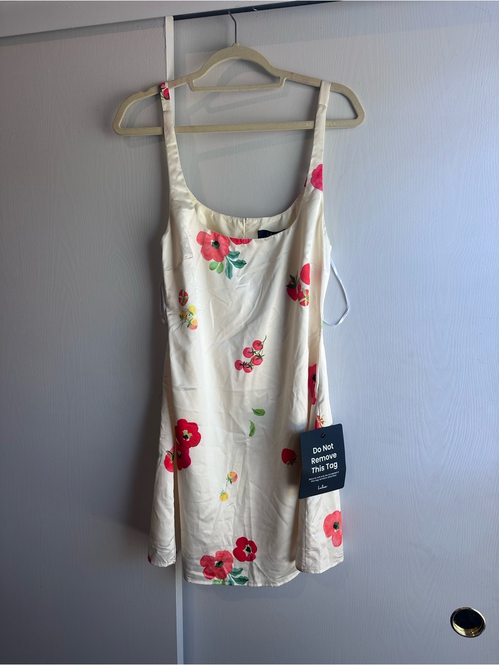 Lulu's Cream Mini Dress with Red Floral Print - Picture 3 of 5